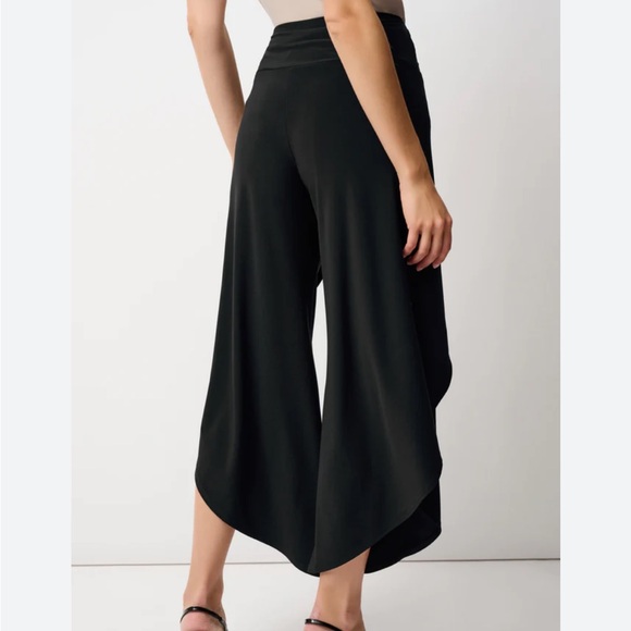 Joseph Ribkoff Pants - JOSEPH RIBKOFF Asymmetric Overlay Fluid Wide Leg Capri Pants Architectural M/L